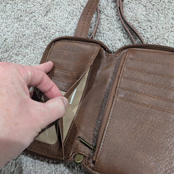 The Sak Brown Leather Crossbody Wallet Embossed Design - Picture 10 of 16